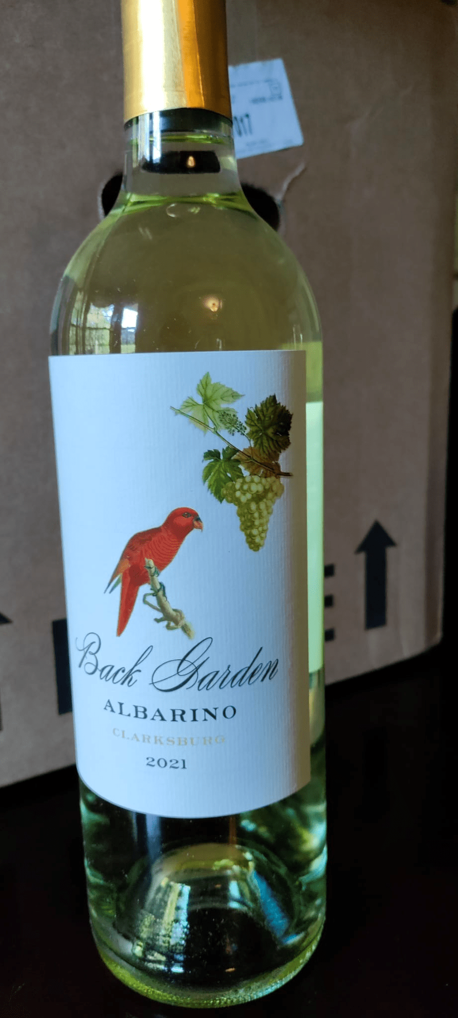 Bottle of Back Garden, Albarino.