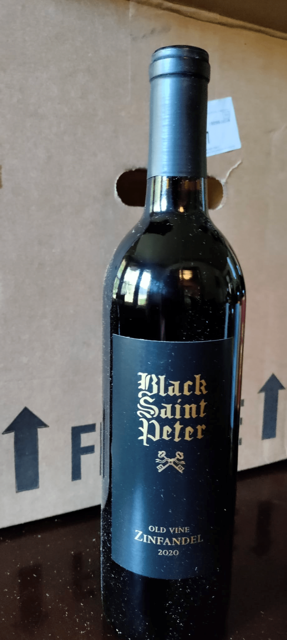 Bottle of Black Saint Peter, Zinfandel.
