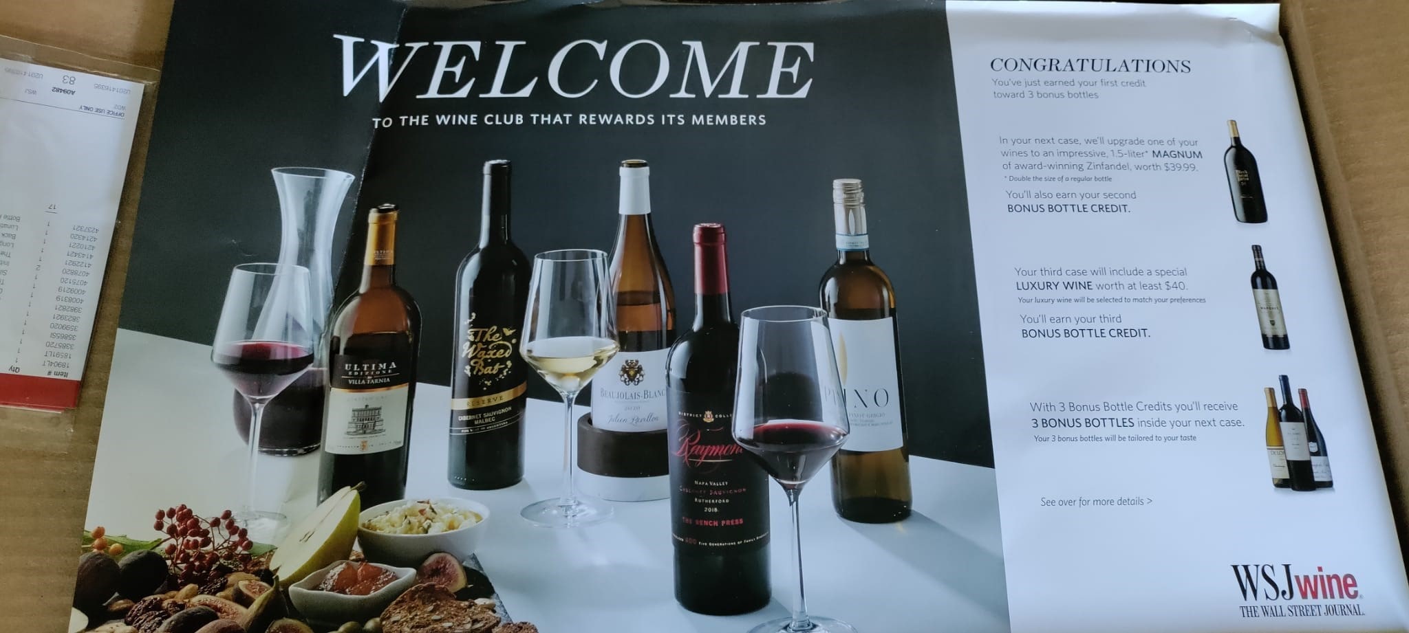 WSJ Wine Club membership introductory offer.