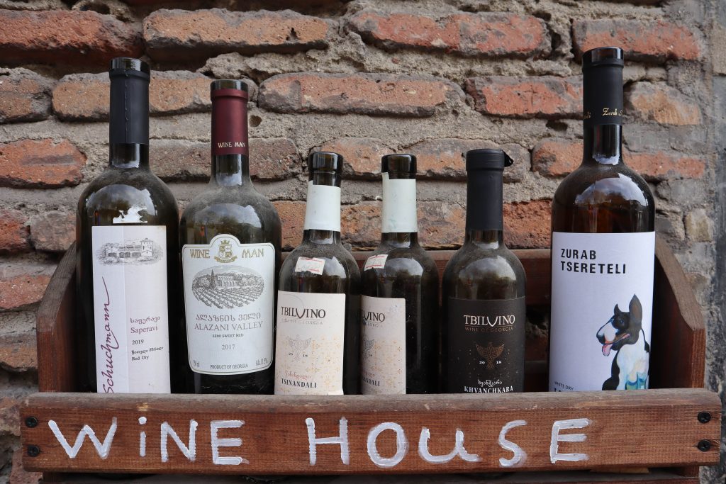 Wine Bottles in a wine house.