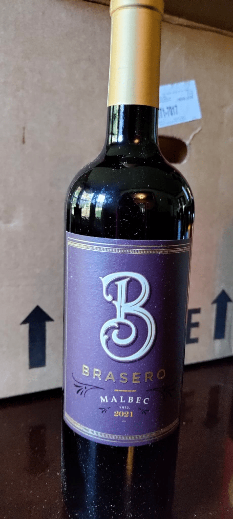 Bottle of Brasero, Malbec.