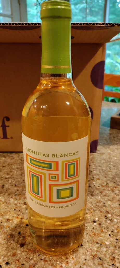 A bottle of Monjitas Blancas.